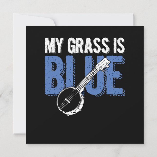 Convite Grass Is Blue Banjo Bluegrass Country Music Gift (Frente)