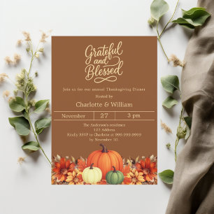 Convite Grateful abençoado, abençoado russet Ação de Graça