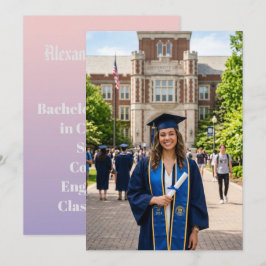 Convite Grau de Foto Sênior com Ênfase Ombre