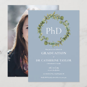 Convite Grau de PhD Blue Garland Foto Formatura