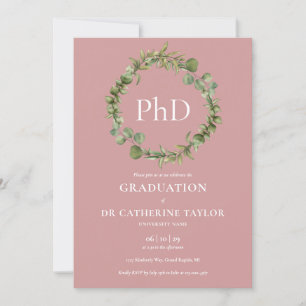 Convite Grau de PhD Dusty Rose Garland Graduação