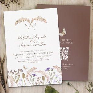 Convite Graus de casamento outono de aquarela de flor selv