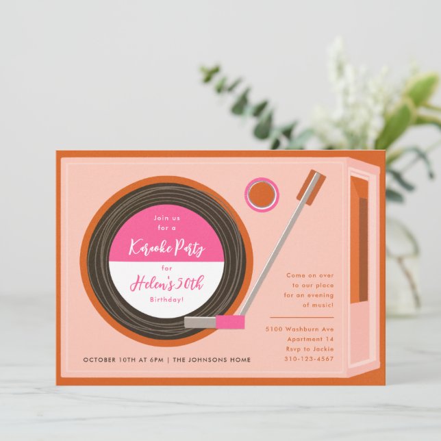 Convite Gravar Festa de aniversário de Música do Player (Em pé/Frente)