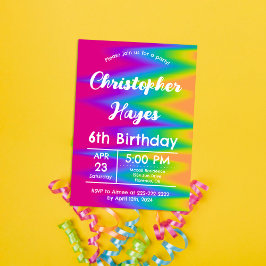 Convite Gravata Tie Dye Arco-Íris Vibrante Personalizável 