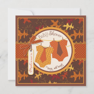 Convite Gravatas de outono e Chá de fraldas de Boias Gêm