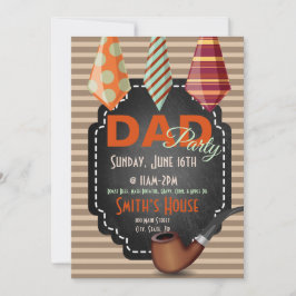 Convite Gravatas Multicolores do Dia do Pai com Stripes Ma