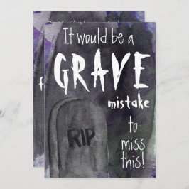 Convite grave do Dia das Bruxas da aguarela