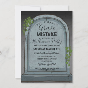 Convite Grave Mistake Graveyard Gothic Halloween