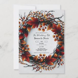 Convite Gravetos & Folhas Floral de Outono Elegante Casame