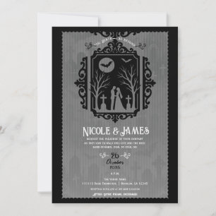 Convite Graveyard Vows Black & Cinza Gothic Weding