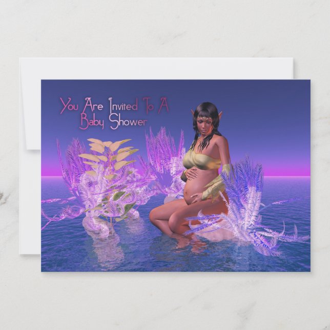 Convite Gravidez do Chá de fraldas Afro-Americano Elf (Frente)