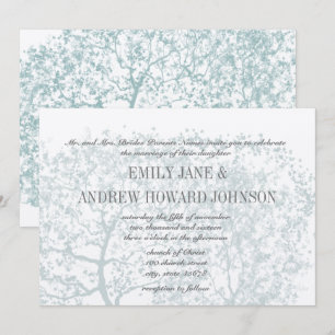 Convite Gray and Aqua Tree Weddings Personalized Invite