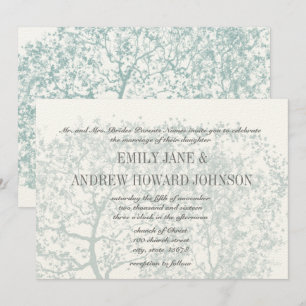 Convite Gray and Aqua Tree Weddings Personalized Invite
