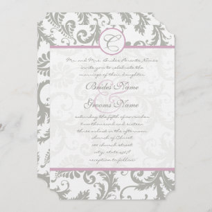 Convite Gray Damask Sweet Lilac Wedding Invitations