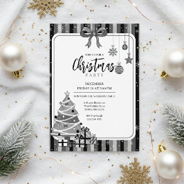 Convite Grayscale Modern Christmas Tree Invitation