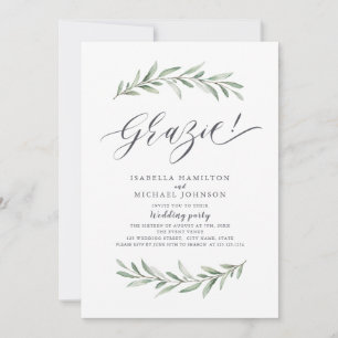 Convite Grazie! Casamento simples russo-verde