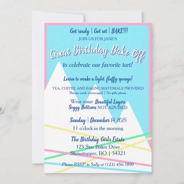 Convite Great Birthday Bake Off Invitation | Pink Border (Frente)