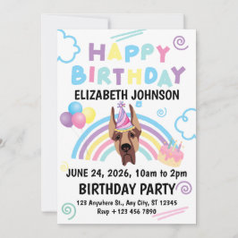 Convite Great Dane Birthday Invitation in White