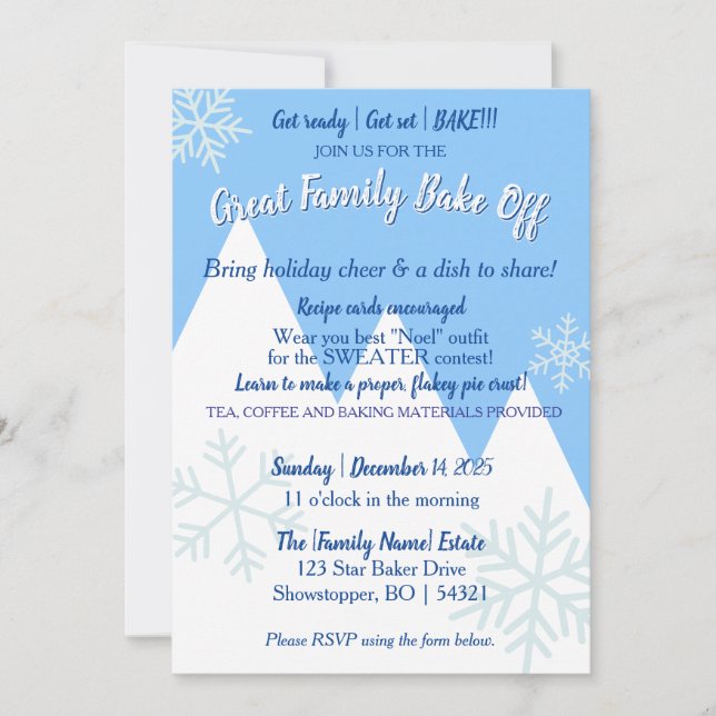 Convite Great Family Bake Off Invitation | No border (Frente)