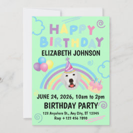 Convite Great Pyrenees Birthday Invitation Green