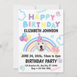 Convite Great Pyrenees Birthday Invitation White