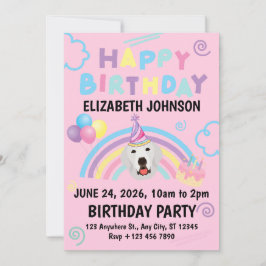 Convite Great Pyrenees Birthday Party Invitation Pink