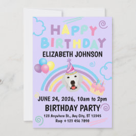 Convite Great Pyrenees Birthday Party Invitation Purple