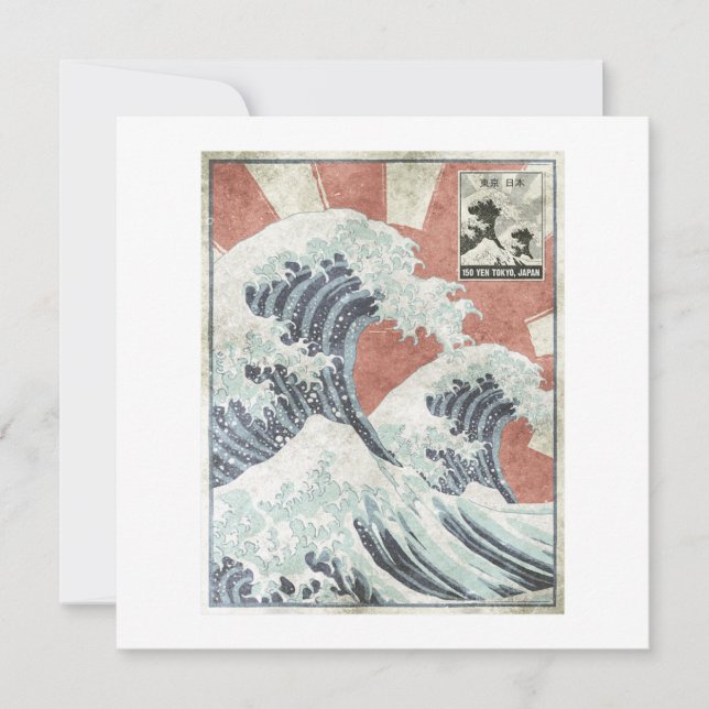 Convite Great Wave Off Kanagawa Japanese Aesthetic Art (Frente)