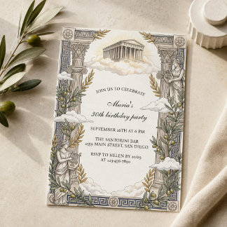 Convite Grécia Antiga Mitologia Grega Templo Aniversário