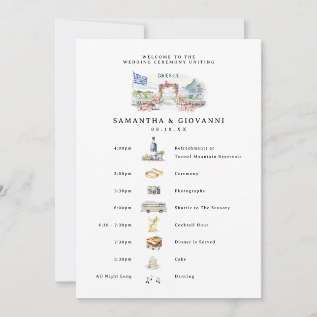 Convite Grécia Wedding Weekend Bem-vindo Digital (Frente)