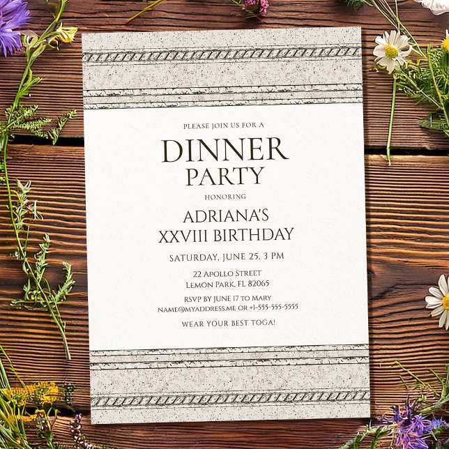Convite Greek dinner party Invitation with stone elements (Criador carregado)