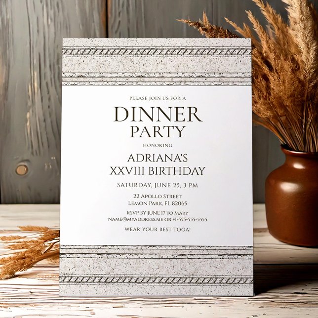 Convite Greek dinner party Invitation with stone elements (Criador carregado)