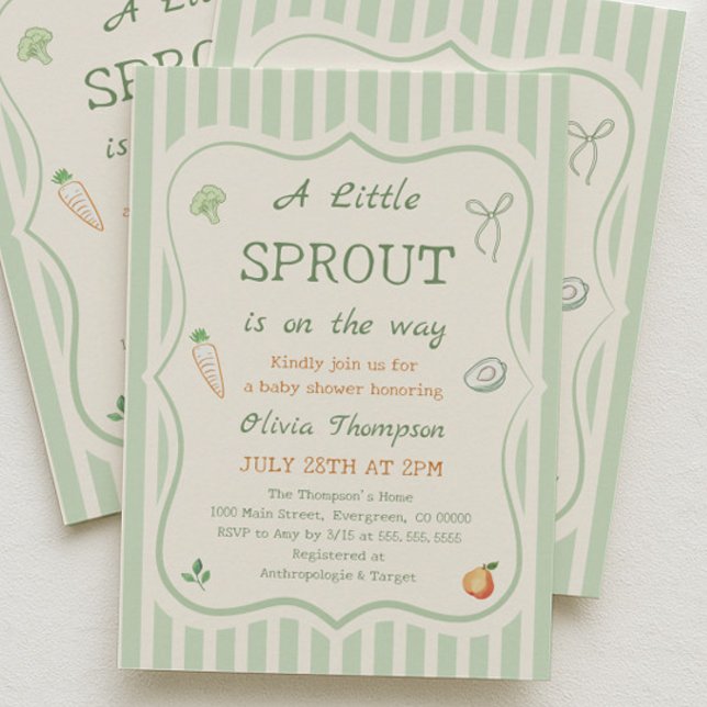 Convite Green A Little Sprout Baby Shower (Criador carregado)