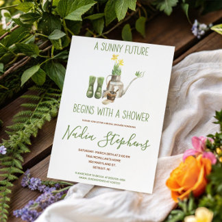 Convite Green and Brown Spring Gardening Bridal Shower