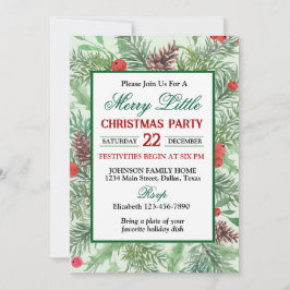 Convite Green and Red Holly Border Christmas Party