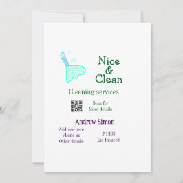 Convite Green blue gitter clean mop add name address q r b