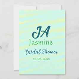 Convite Green blue pastel watercolor bridal shower name da