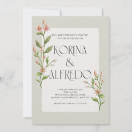 Convite Green Boho Watercolor Botanical Wedding Invitation
