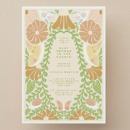 Convite Green Botanical natural Baby Shower Invitation 