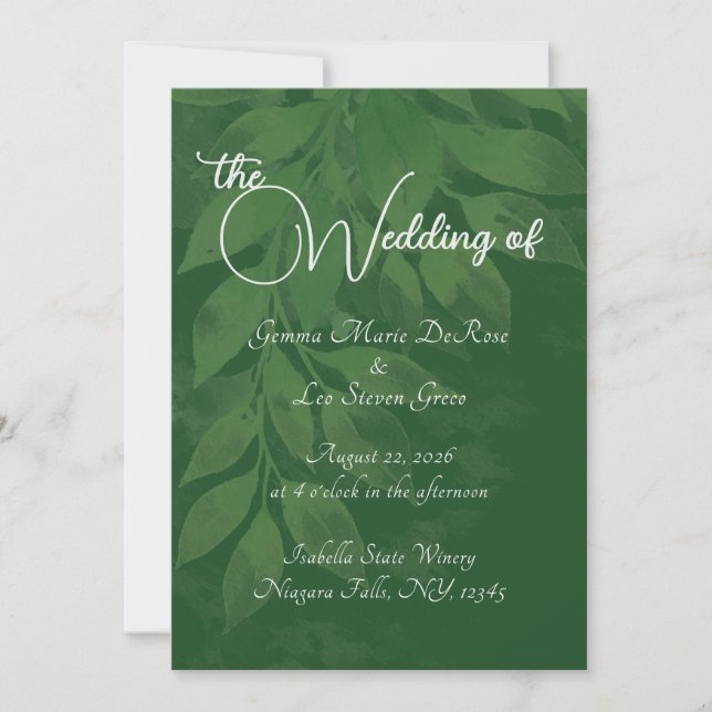 Convite Green Botanical Wedding Invitation (Frente)
