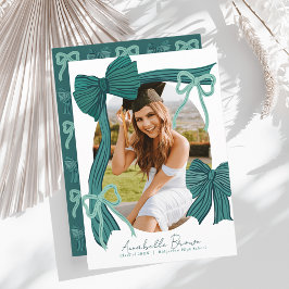 Convite Green Bows Photo Graduation Announcement