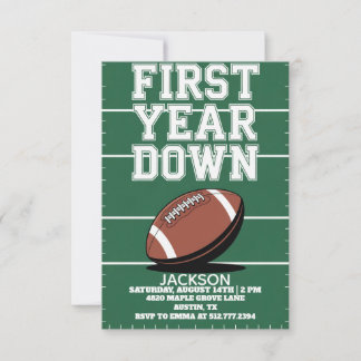 Convite Green Boy's Football First Year Down 1st Birthday 