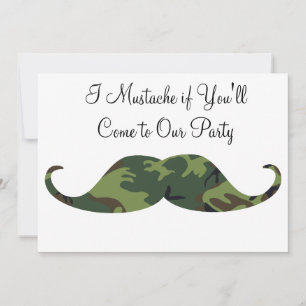 Convite Green Camo Mustache - Eu bigode se você festejar