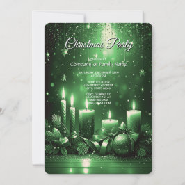 Convite Green Candles Christmas Holiday Party Invitation