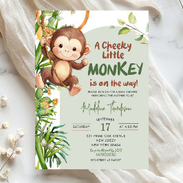 Convite Green Cheeky Little Monkey on the way Baby Shower