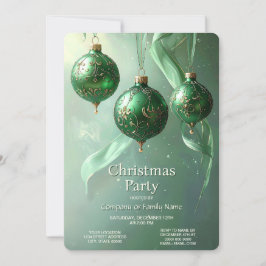 Convite Green Christmas Ball Holiday Party Invitation