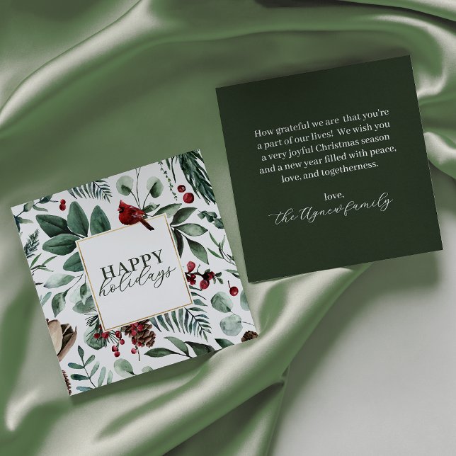 Convite Green Christmas Greenery and Berries Holiday Card (Criador carregado)