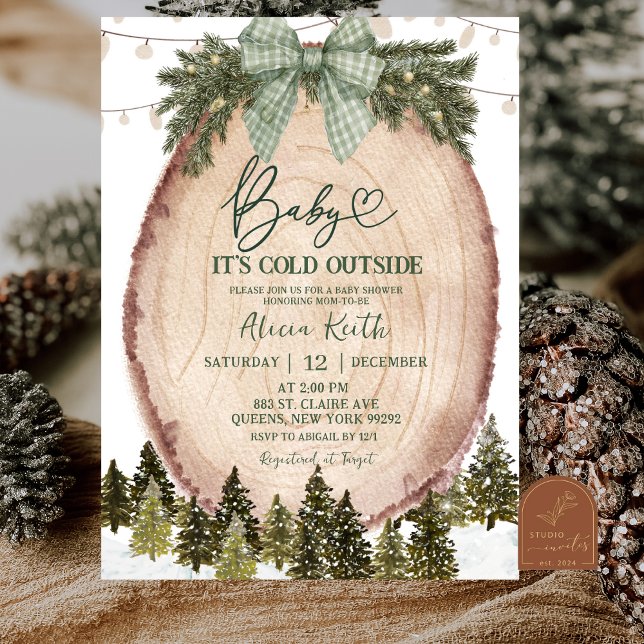 Convite Green Coquette Rustic Winter Forest Baby Shower (Criador carregado)