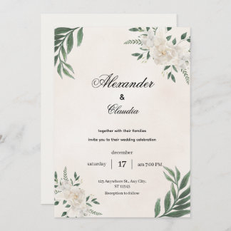 Convite Green & Cream Botanical Wedding,