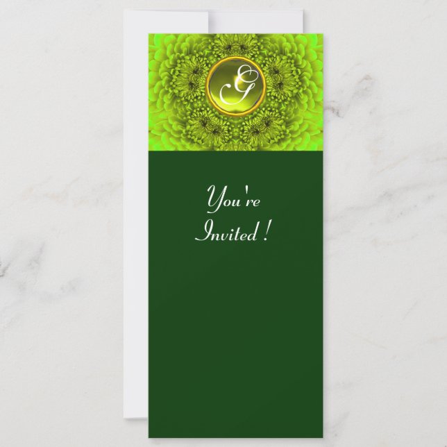 Convite GREEN DAHLIA, TOPAZ, amarelo verde brilhante (Frente)